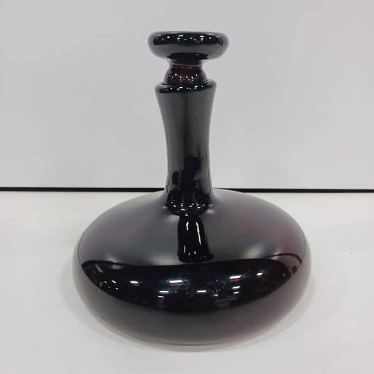 Vintage Hand Blown Black Ship Style Amethyst Decanter image number 1