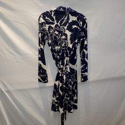 Diane Von Furstenberg Long Sleeve Floral Tie Waist Dress Size 4 alternative image