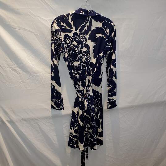 Diane Von Furstenberg Long Sleeve Floral Tie Waist Dress Size 4 image number 2