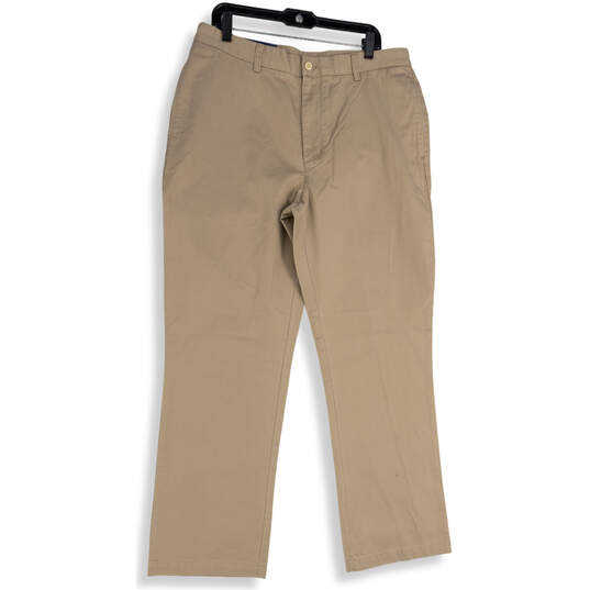 NWT Mens Khaki Classic Fit Flat Front Straight Leg Chino Pants Size 36x32 image number 1