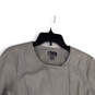 Womens Gray Leather Crew Neck Long Sleeve Full-Zip Jacket Size Large image number 3