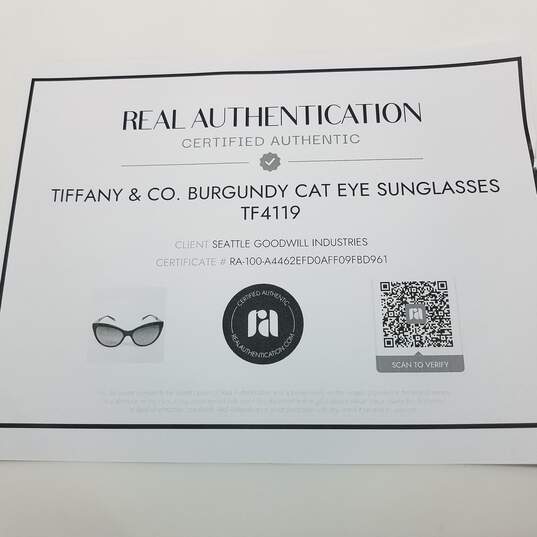 AUTHENTICATED Tiffany & Co Burgundy Cat Eye Sunglasses TF4119 image number 7