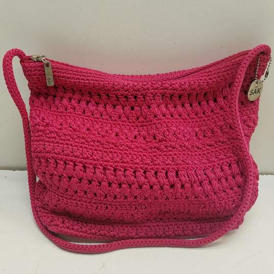 The Sak Crochet Shoulder Knit Bag Pink image number 1