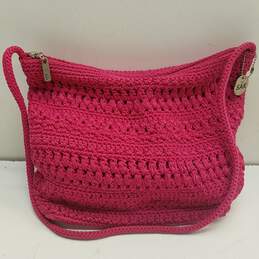 The Sak Crochet Shoulder Knit Bag Pink