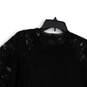 Womens Black Floral Lace Overlay 3/4 Sleeve Pullover Blouse Top Size Large image number 4