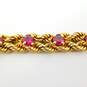 Vintage 14K Yellow Gold Ruby Double Rope Chain Bracelet 11.5g image number 3