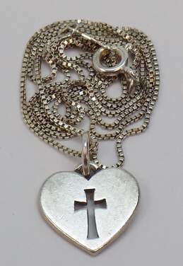James Avery Sterling Silver Cross Cut Out Heart Pendant Necklace 3.5g alternative image