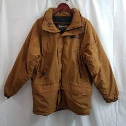 Timberland Weather Gear Brown Padded Nylon Jacket Size L Logo on Collar