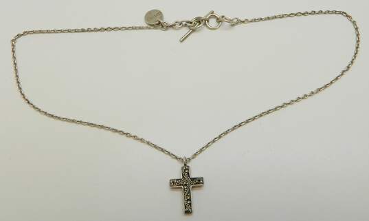 Lois Hill 925 Granulated Cross Pendant Cable Chain Toggle Necklace 12.3g image number 2