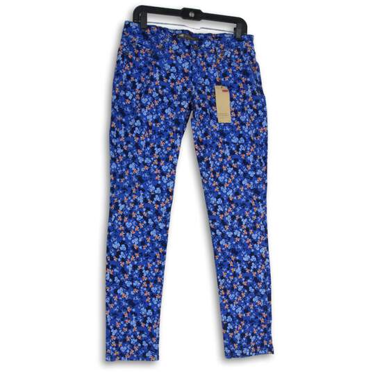 NWT Levi Strauss & Co. Womens Blue Orange Floral Ankle Pants Size 30X32 image number 1