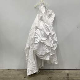 Oleg Cassini Womens White Embellished Strapless Wedding Fit & Flare Dress Sz 20W