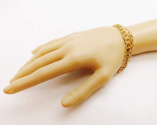 Vintage 14K Yellow Gold Double Curb Chain Bracelet 30.1g image number 1
