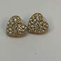 Designer Swarovski Gold-Tone Rhinestone Heart Shape Stud Earrings image number 2