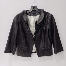 The Wrights Women's Black Leather Blazer Jacket Size 10