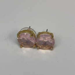 Designer Kate Spade Gold-Tone Pink Crystal Cut Stone Classic Stud Earrings alternative image