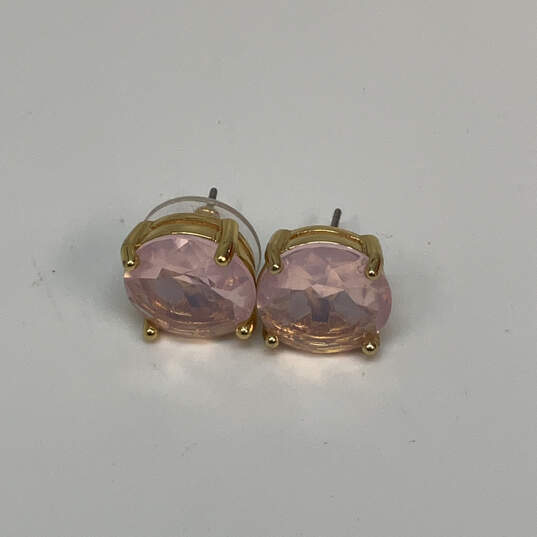 Designer Kate Spade Gold-Tone Pink Crystal Cut Stone Classic Stud Earrings image number 2