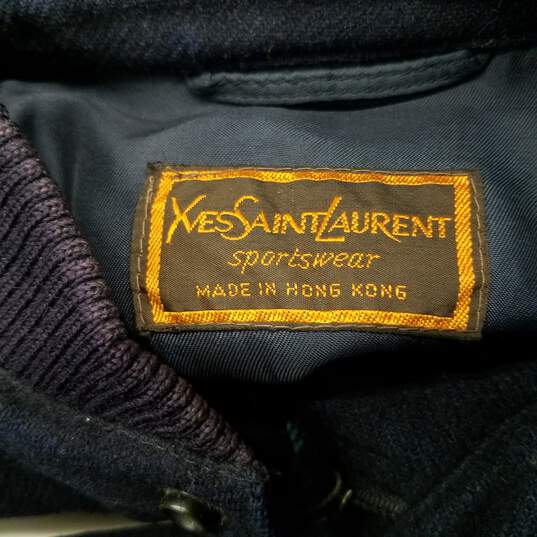 Yves Saint Laurent Blue Wool Varsity Jacket Men's Size 38 image number 5