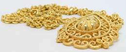 Vintage Crown Trifari Gold Tone Pendant On Double Strand Necklace 72.3g alternative image