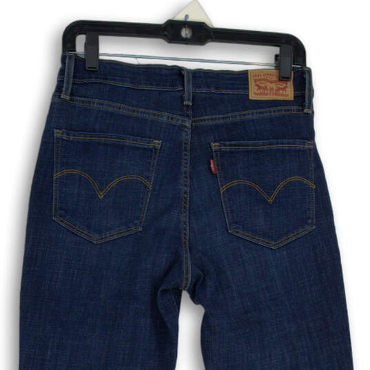 Womens Blue 5 Pockets Design Dark Wash Denim Skinny Jeans Size 30 image number 4