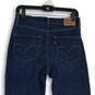 Womens Blue 5 Pockets Design Dark Wash Denim Skinny Jeans Size 30 image number 4