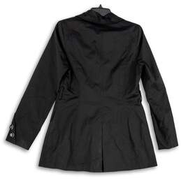 Womens Black Long Sleeve Notch Collar Front Pocket Trench Coat Size Medium alternative image