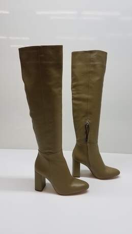 Zara Taupe Knee High Leather Boots - Size 36(6)