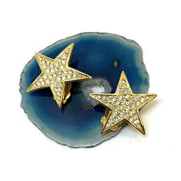 Designer Joan Rivers Gold-Tone Rhinestone Star Shape Clip-On Stud Earrings