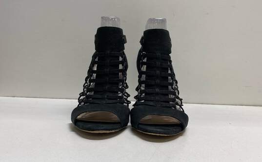 Vince Camuto Leather Caged Heels Black 8 image number 2