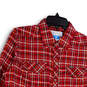 Mens Multicolor Plaid Spread Collar Long Sleeve Pocket Button-Up Shirt Sz L image number 3