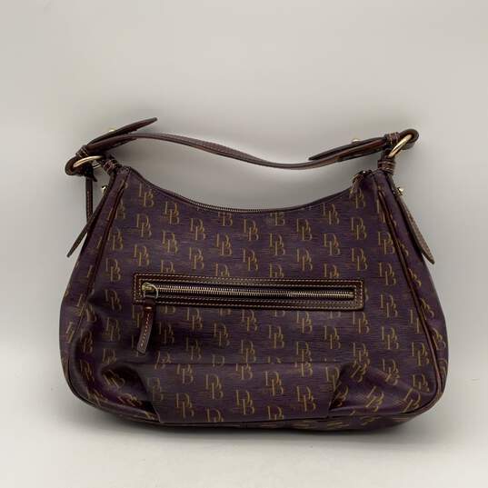 Dooney & Bourke Womens Purple Monogram East West Collins Zipper Hobo Bag image number 2
