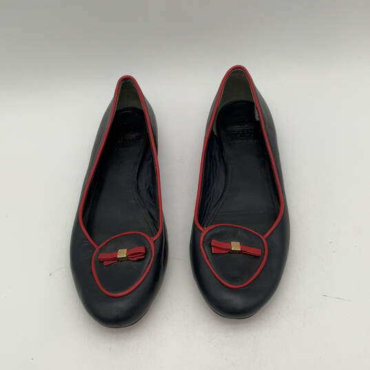 Womens Dakota Black Red Leather Almond Toe Slip-On Ballet Flats Size 6.5 image number 3