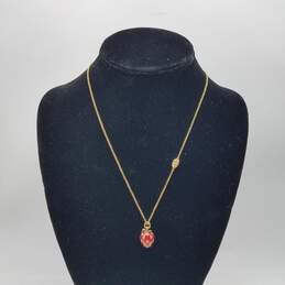 Juicy Couture W/Box Gold Tone Multi Color 1 2/8 Inch Strawberry Pendant on 15.5 Inch Necklace 10.0g