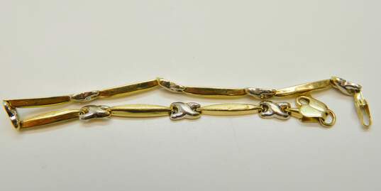 14K Yellow & White Gold Fancy X Linked Bracelet 3.7g image number 2
