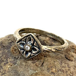 Designer Silpada 925 Sterling Silver Cubic Zirconia Flower Band Ring