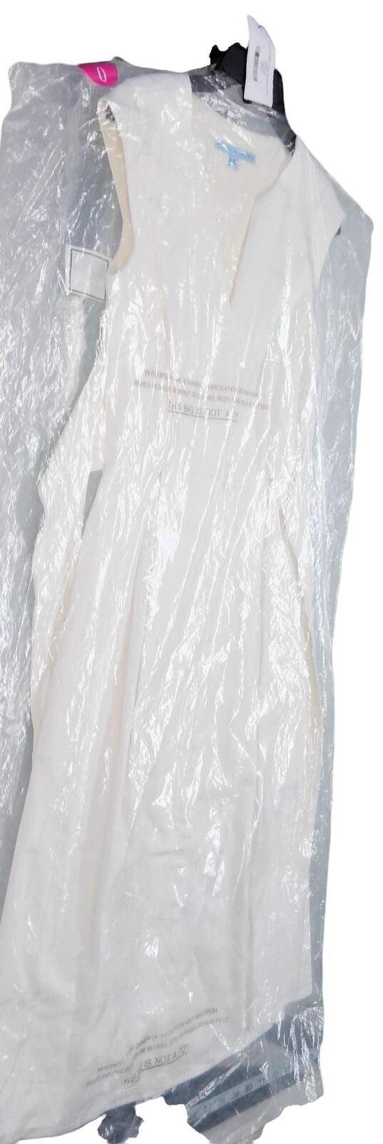 Antonio Melani Womens White Sleeveless V Neck Back Belt Midi Dress Size 0 image number 2