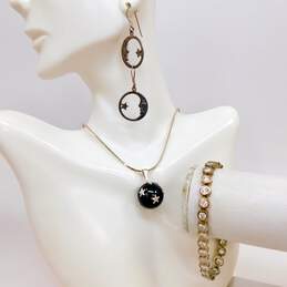 Celestial 925 Sterling Silver Moon & Star Drop Earrings Pendant Necklace & CZ Bracelet 27.6g