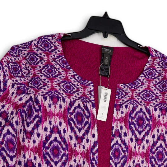 NWT Womens Multicolor Fair Isle 3/4 Sleeve Open Front Cardigan Sweater Sz 4 image number 3