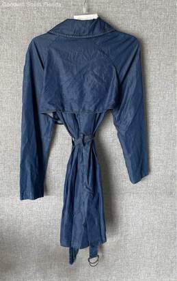 Zara Womens Blue Denim Long Sleeve Pockets Belted Trench Coat Size S With Tag alternative image