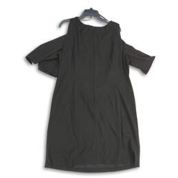 Womens Black Beaded Short Sleeve Cold Shoulder Back Zip Shift Dress Sz 20W alternative image