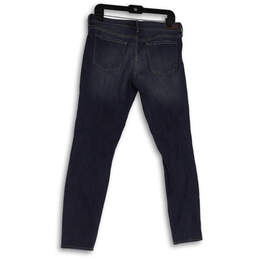 Womens Black Denim Dark Wash Pockets Stretch Distressed Skinny Jeans Sz 30 alternative image