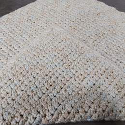 Handcrafted Cream Knitted Crochet Blanket - 38 x 33 Inches alternative image