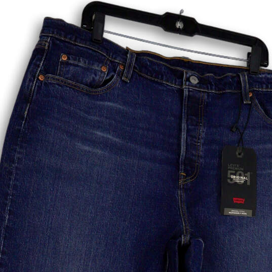 NWT Womens Blue 501 Denim High Rise Straight Leg Cropped Jeans Size 20W image number 3