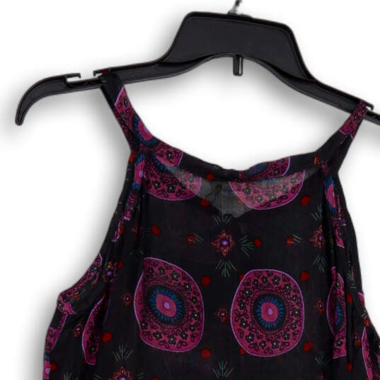 NWT Womens Black Medallion Floral Sleeveless Tie Neck Blouse Top Size Small image number 4