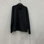 Womens Black Long Sleeve Quarter Zip Mock Neck Pullover T-Shirt Size Large image number 1