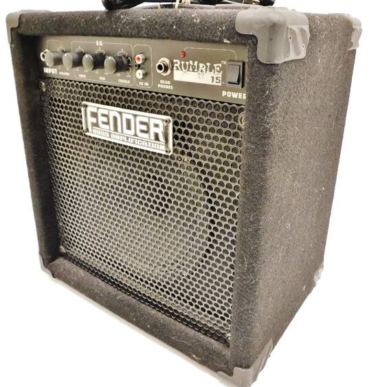 Fender Brand Rumble 15 Model Black Electric Bass Guitar Amplifier w/ Power Cable image number 2