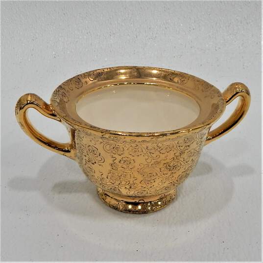 VNTG Black Gold Teapot Sabin Creamer Sugar Crest-O-Gold image number 5