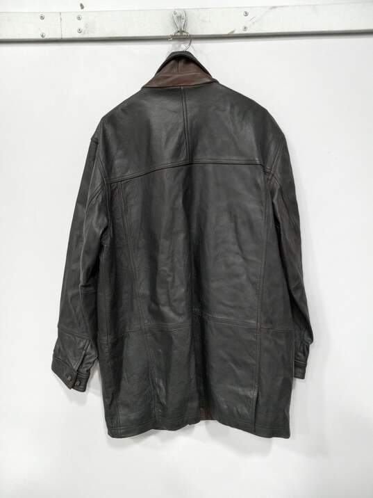 Men’s Original Leather Designs Leather Trench Coat Sz XL image number 2