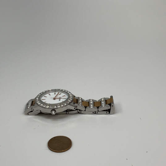 Designer Fossil ES-3622 Two-Tone Rhinestone Round Dial Analog Wristwatch image number 2