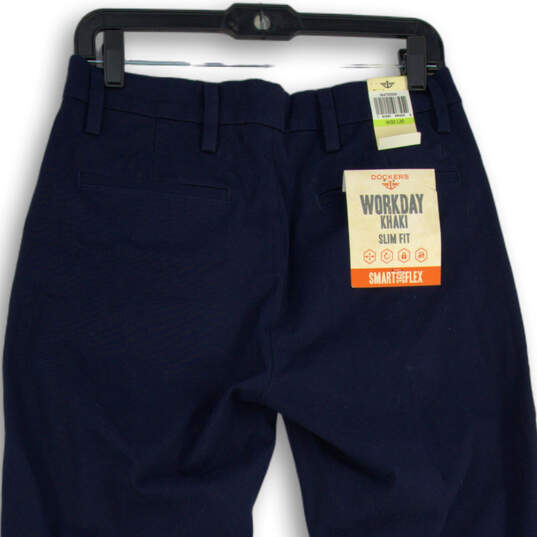 NWT Mens Blue Flat Front Slash Pocket Slim Fit Chino Pants Size 30 x 30 image number 3