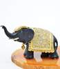 VTG Ciner Goldtone Elephant Rhinestones & Cream & Black Enamel Brooch image number 2